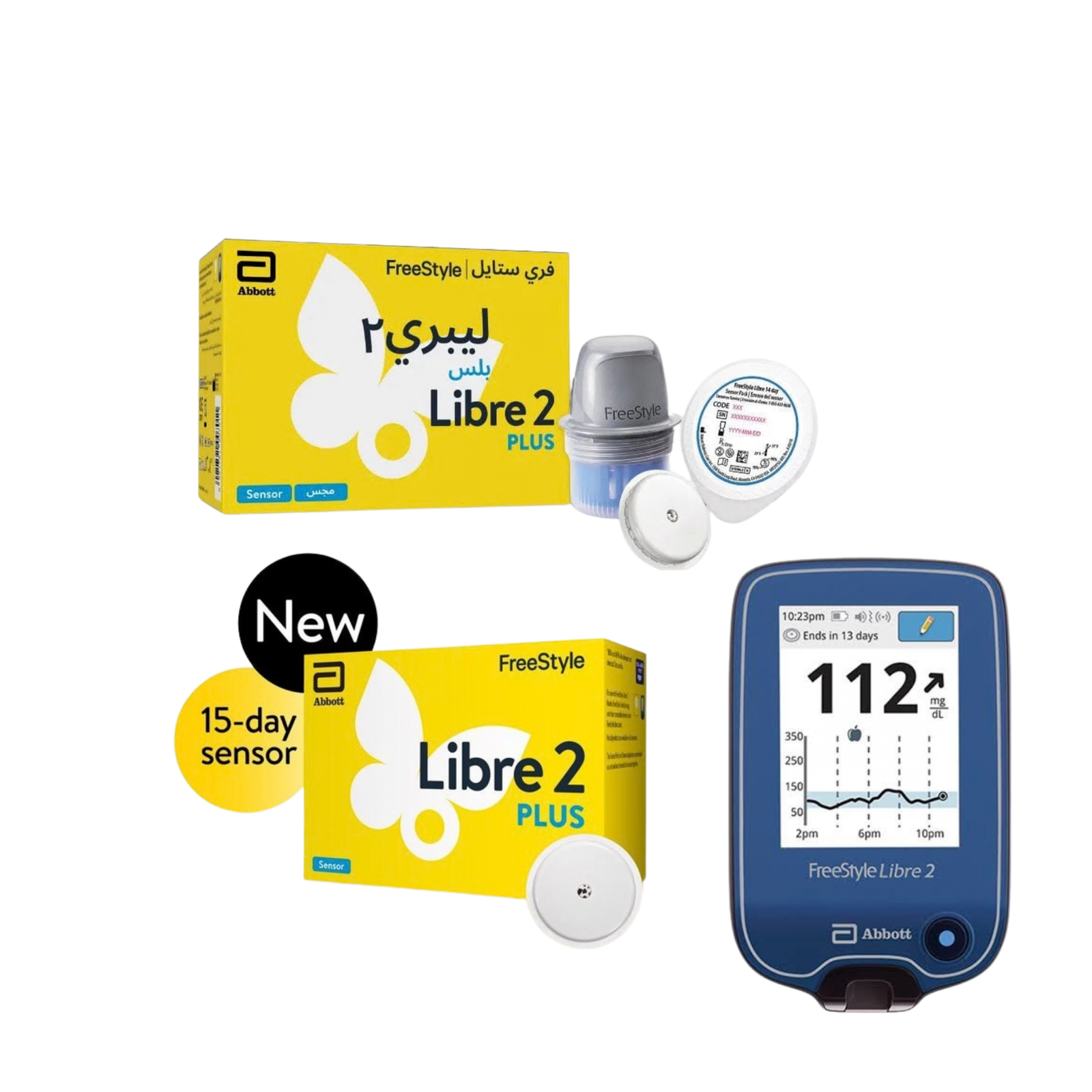 FreeStyle Libre 2 Plus starter kit, reader with sensors and overpatches